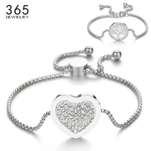 Блестящие туфли с украшением в виде кристаллов браслет в форме сердца охватывающая деталь из нержавеющей стали регулируемая сердце Дерево Браслет Подарочный