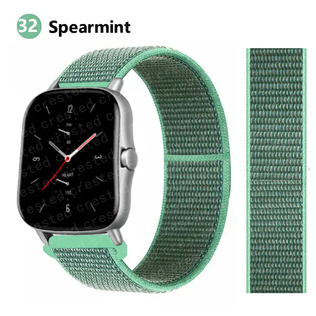 20/22mm Nylon band For Amazfit GTS/2/2e/GTS2 Mini/GTR 3 Pro 42mm/47mm/GTR2/2e/stratos 2/3 Sport Loop Bracelet Amazfit bip strap spearmint 31