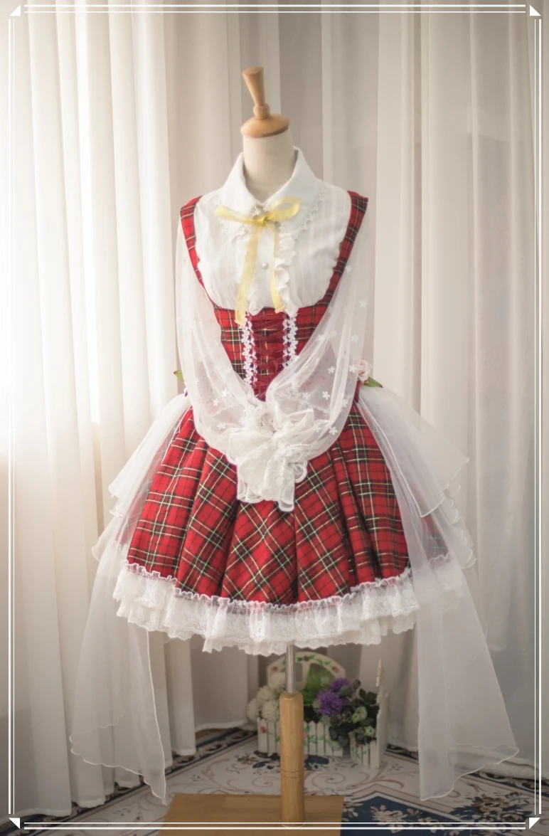 

Game Touhou Project Kazami Yuuka Cosplay Costumes Red Grid Gothic Lolita Dress Female Role Play Clothing Custom-Make Any Size