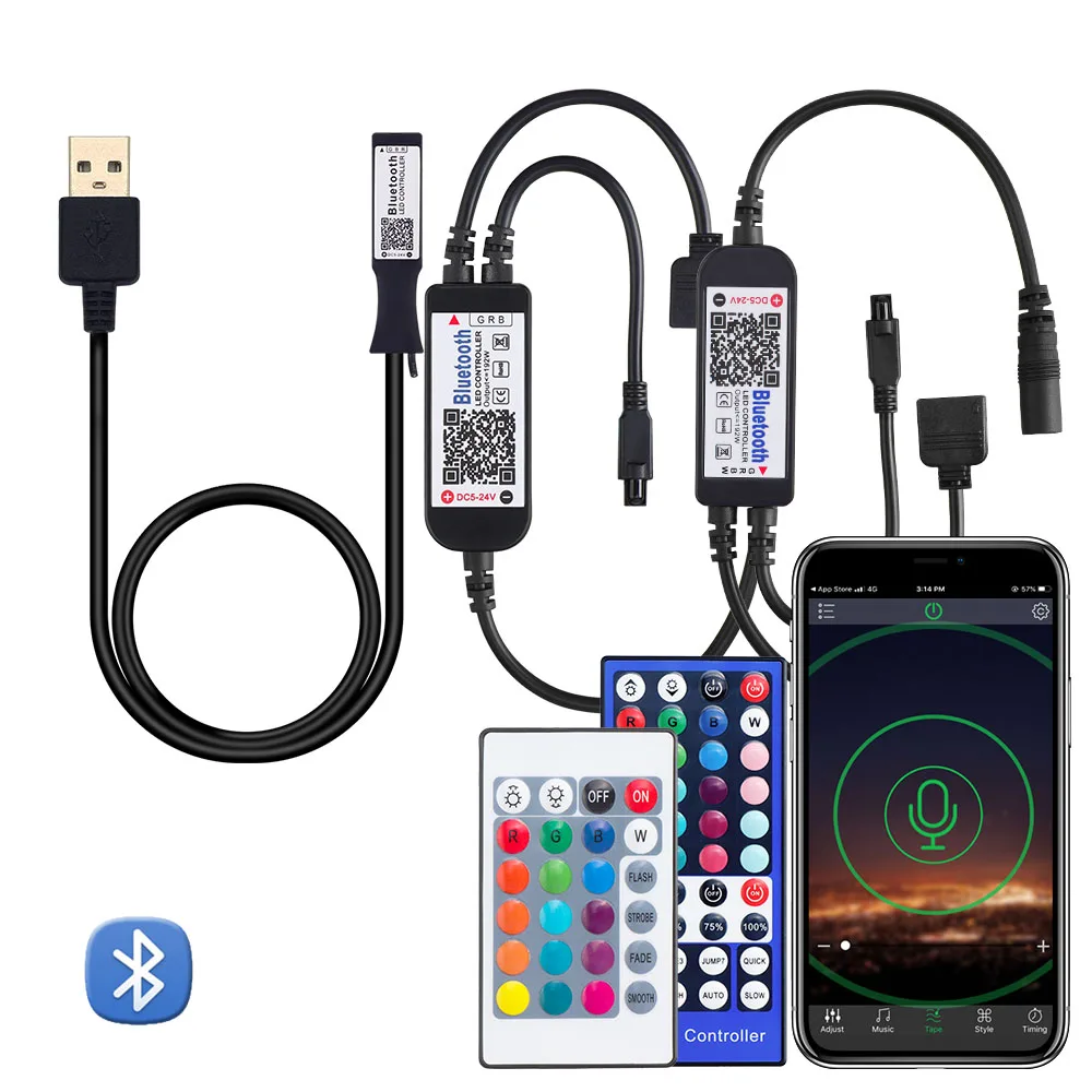 5 24 в умный светодиодный RGB RGBW Bluetooth контроллер USB 40 ключ ИК пульт дистанционного