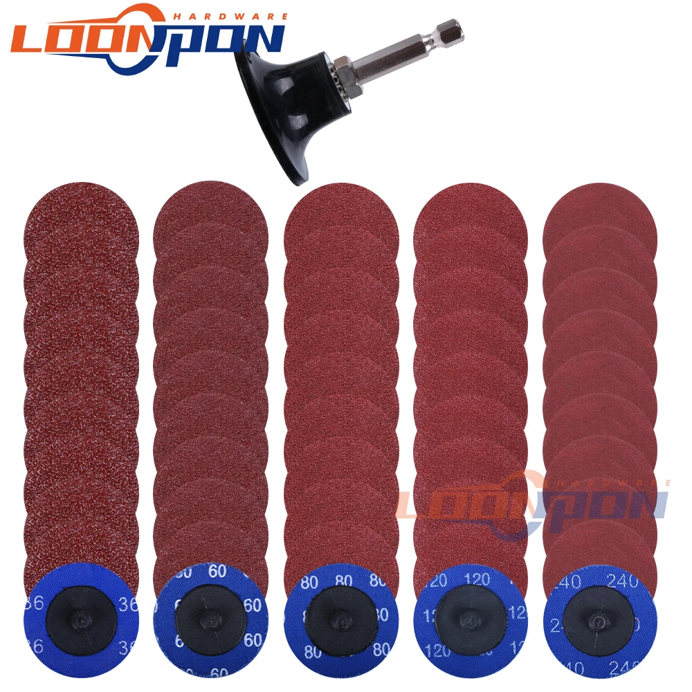 

50mm Sanding Discs Roll Lock Surface Sanding Discs 2 Inch Pad Polishing Sandpaper Quick Change Disc For Rotary Tool