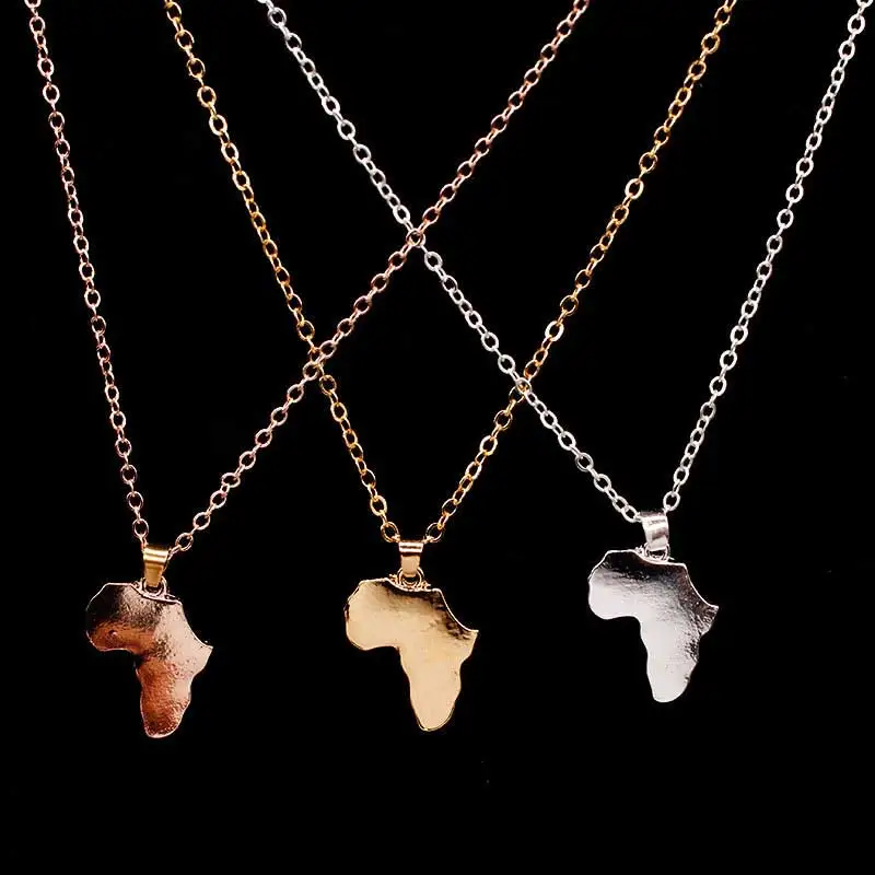 Кулон Карта Африки ожерелье для женщин мужчин серебро/золото цвет колье Африке Ювелирные изделия оптом панк Макси хип хоп Bijoux подарок