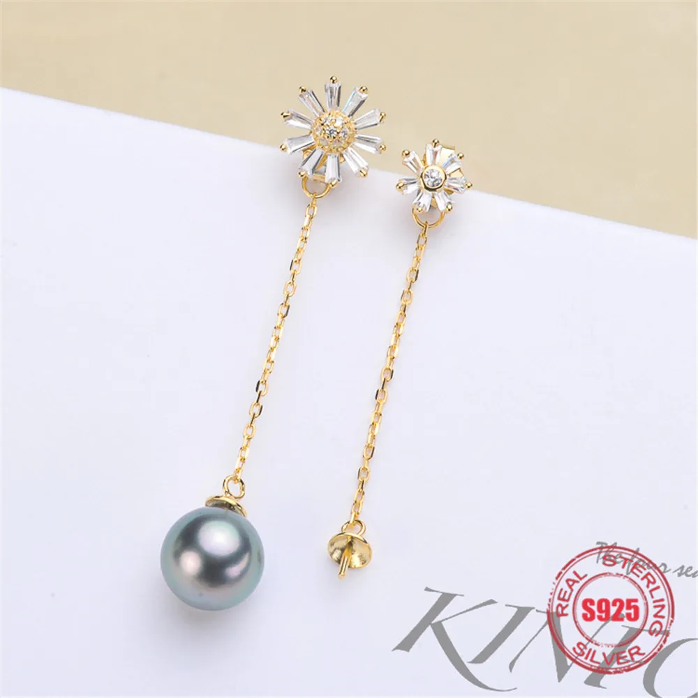 

Snow Style Stud Earrings Pearl Fittings DIY Handmade Craft S925 Sterling Silver Accessory Earrings Findings