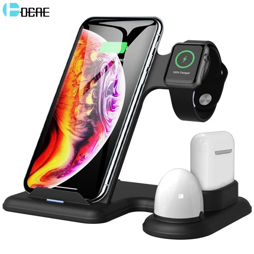 Беспроводное зарядное устройство DCAE 4 в 1 зарядная станция для Apple Watch 5 3 2 Airpods 10 Вт