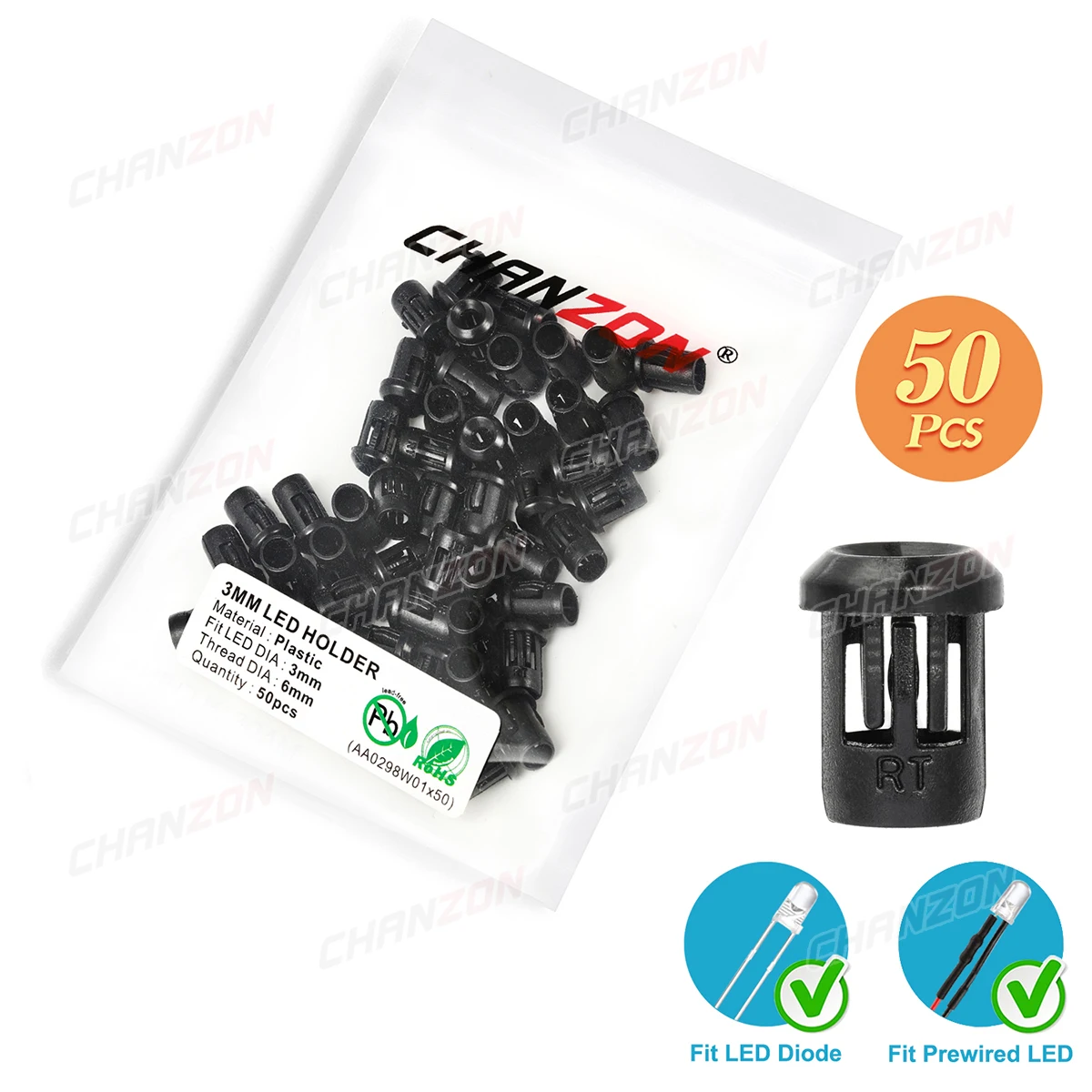 PIED DE LAMPE,A4 20pcs--Base De Lampe En Plastique Noir, 10-20-40 Pièces, Support De Diode, Clip