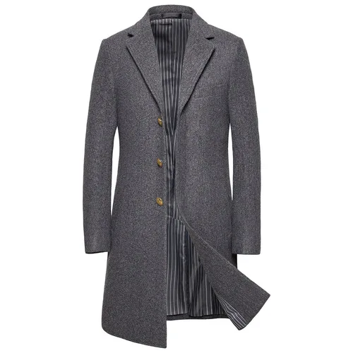 Dark Gray Новое роскошное шерстяное пальто для мужчин, осенне-зимнее однобортное пальто средней длины, британский стиль, шерстяная куртка, Мужская одежда 6XL - Цвет: Dark Gray