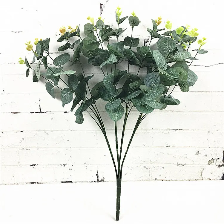 16 Heads Eucalyptus bouquet tree branches silk Artificial leaves home decoration DIY Flower arrangment plant Faux foliage wreath