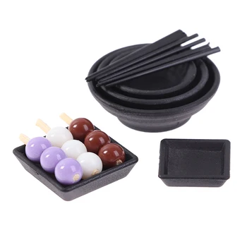 

1Set Miniature Dollhouse Chinese Dish Bowl Chopsticks Tableware Set 1/12 Scale Miniatures Pretend Play Kitchen Toy