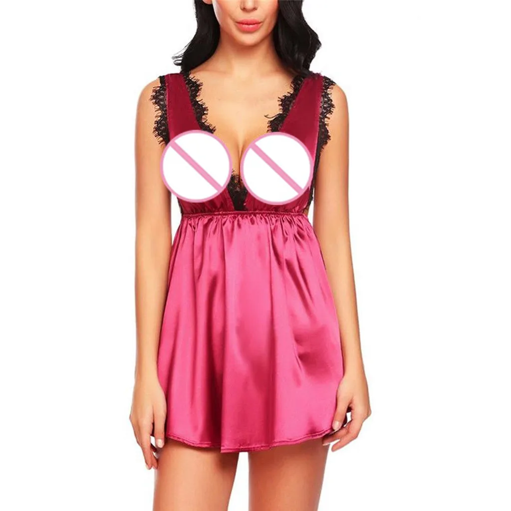 New Fashion Women Sexy Lingerie Lace V collar Comfortable Lingerie Sleepwear Night Sleep Dress Nighties for Women Underwear
