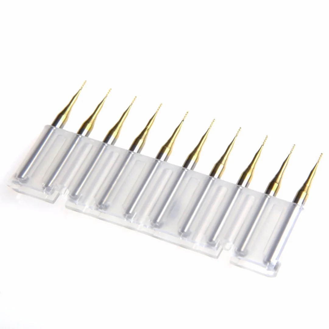 DWZ 10pcs New Titanium Coat Carbide 3.175x0.5mm End Mill Engraving Bits CNC Cutters