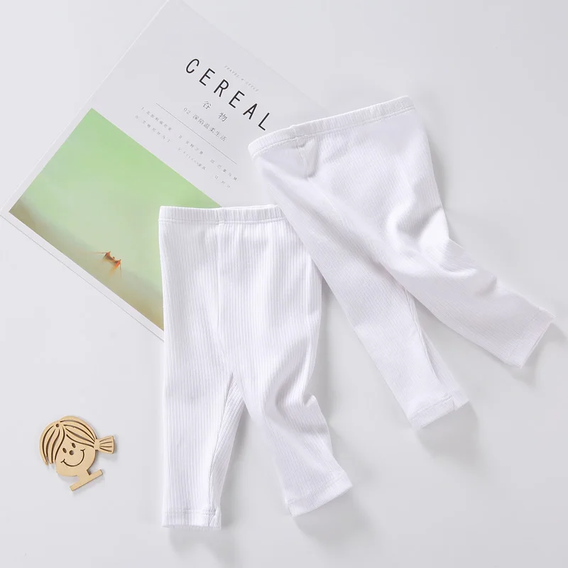 Комплект из 3 предметов; штаны для малышей; детские леггинсы из хлопка; одежда для малышей; штаны для девочек; эластичные однотонные белые брюки с поясом; детская одежда