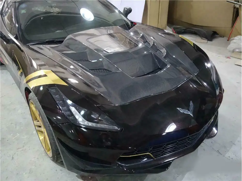 Центральная капот из углеродного волокна подходит для 2014-2017 Corvette C7 задняя губная