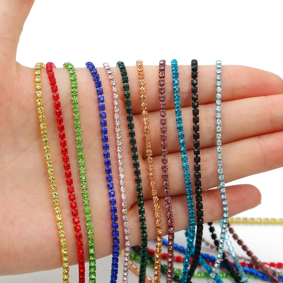 Colorful Rhinestone Chain for DIY Sewing and Clothing Accessories