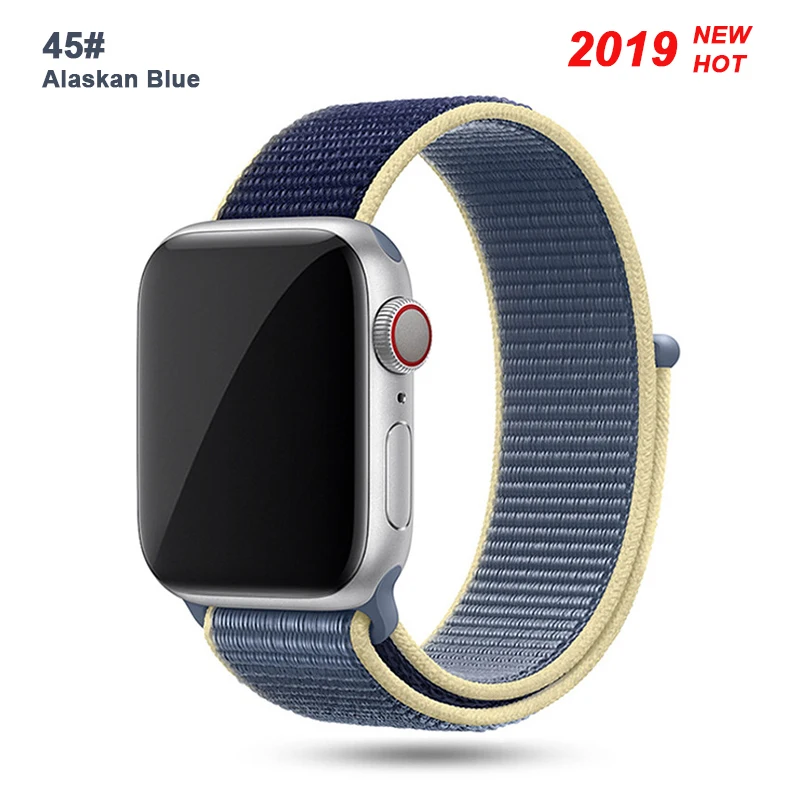 Нейлоновый ремешок для часов Apple Watch Series 4 5 3 2 1 мягкая дышащая Спортивная петля для iWatch 42 мм 44 мм 38 мм 40 мм браслет для часов - Цвет ремешка: 45