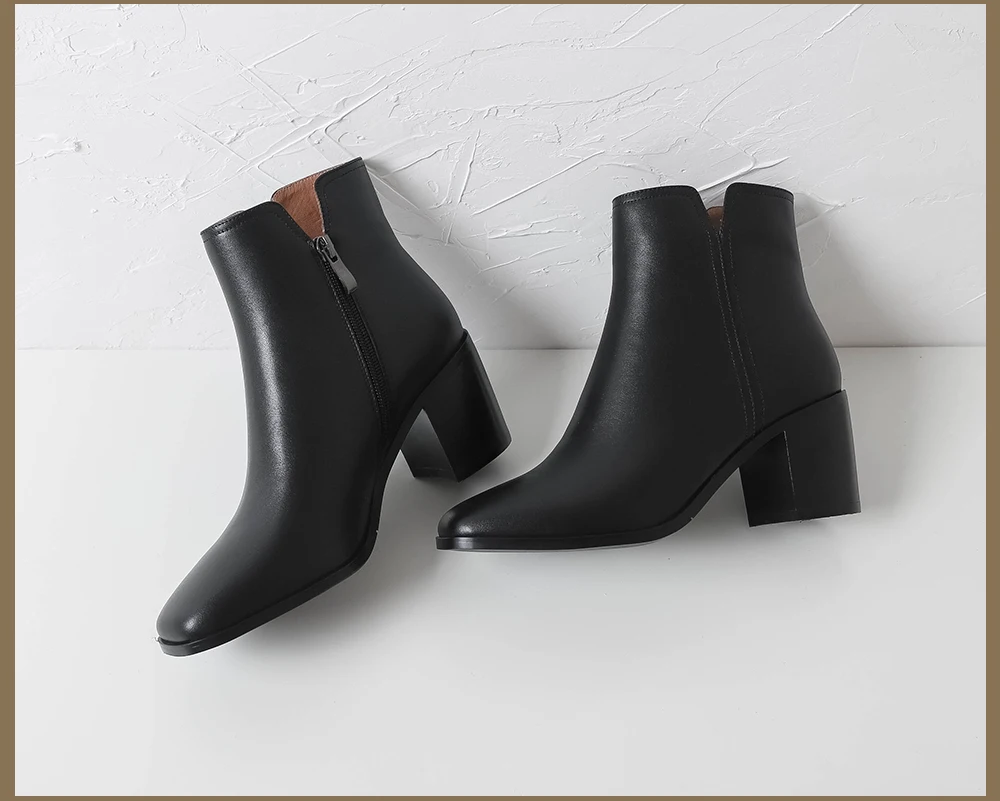 SOPHITINA/Модные женские ботинки; зимняя однотонная обувь ручной работы на высоком каблуке 6 см; классические удобные женские ботинки на квадратном каблуке с молнией; MO277