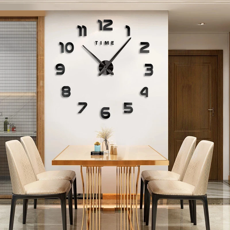 2021 Modern Design Large Wall Clock 3D DIY Quartz Clocks Fashion Watches Acrylic Mirror Stickers Living Room Home Decor Horloge 