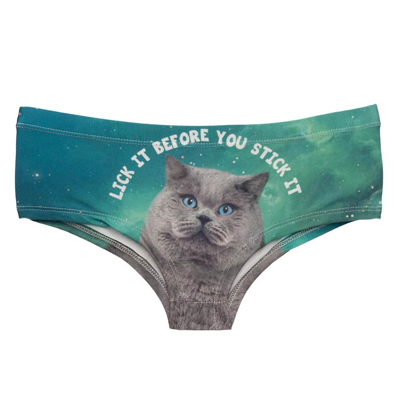 Funny Cat Interesting Dog Anti-glare Hot Female Lingerie Thongs Briefs  Print Underwear For Women Cute Panties For Lady