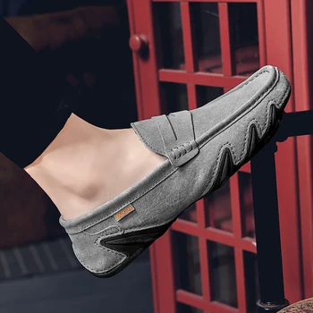 

New Fashion Men's Loafers Comfortable Flats Casual Shoes Men Outdoor Breathable Slip-On Soft Leather Driving Shoes Moccasins w5