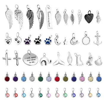 

DIY Jewelry Zircon Birthstone Angel Wings Cross Dog Paw Ornaments for Stainless Steel Necklace Pendant Wholesale
