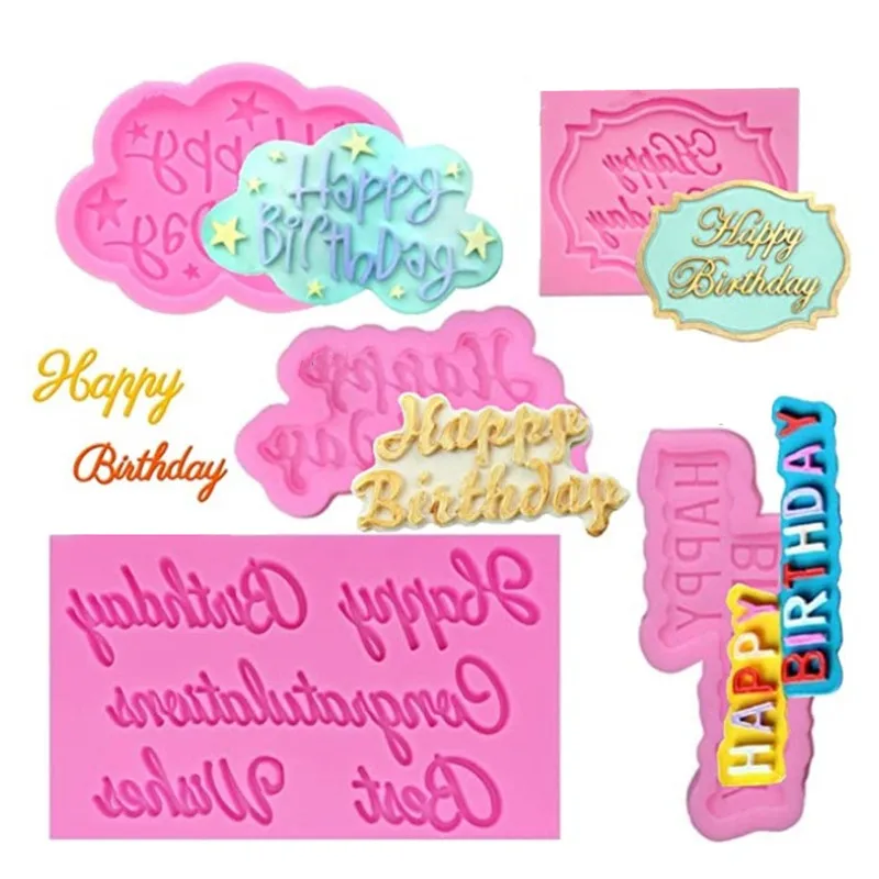 styleinside Letras Happy Birthday Fondant Molde Silicona De la Tartas Pastel Decoración 