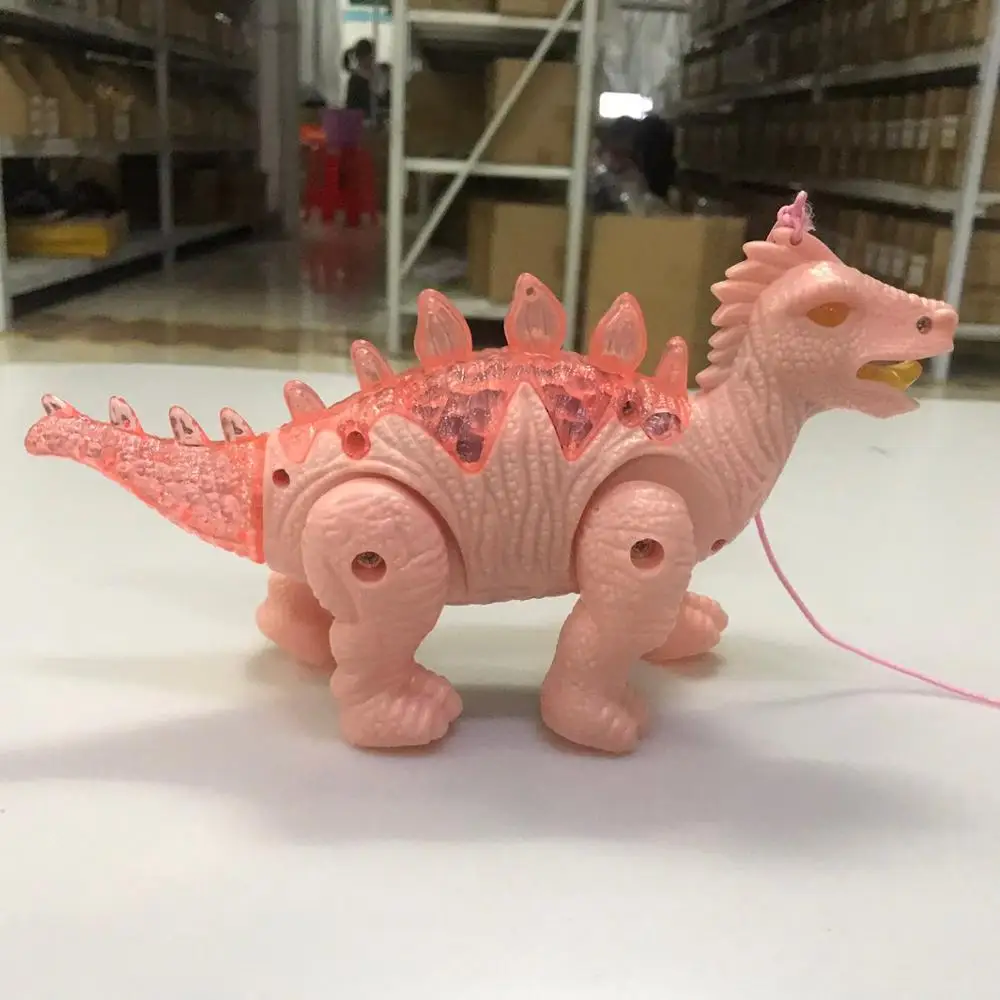 Детские светящиеся динозавры игрушки для детей ходьба тянуть динозавр Поющая музыка динозавр электронный поводок светодиодный светильник флэш-игрушки - Цвет: Pink
