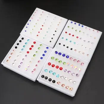 

20 Pairs Colorful Faux Rhinestone Plastic Ear Studs Hypoallergenic Earrings