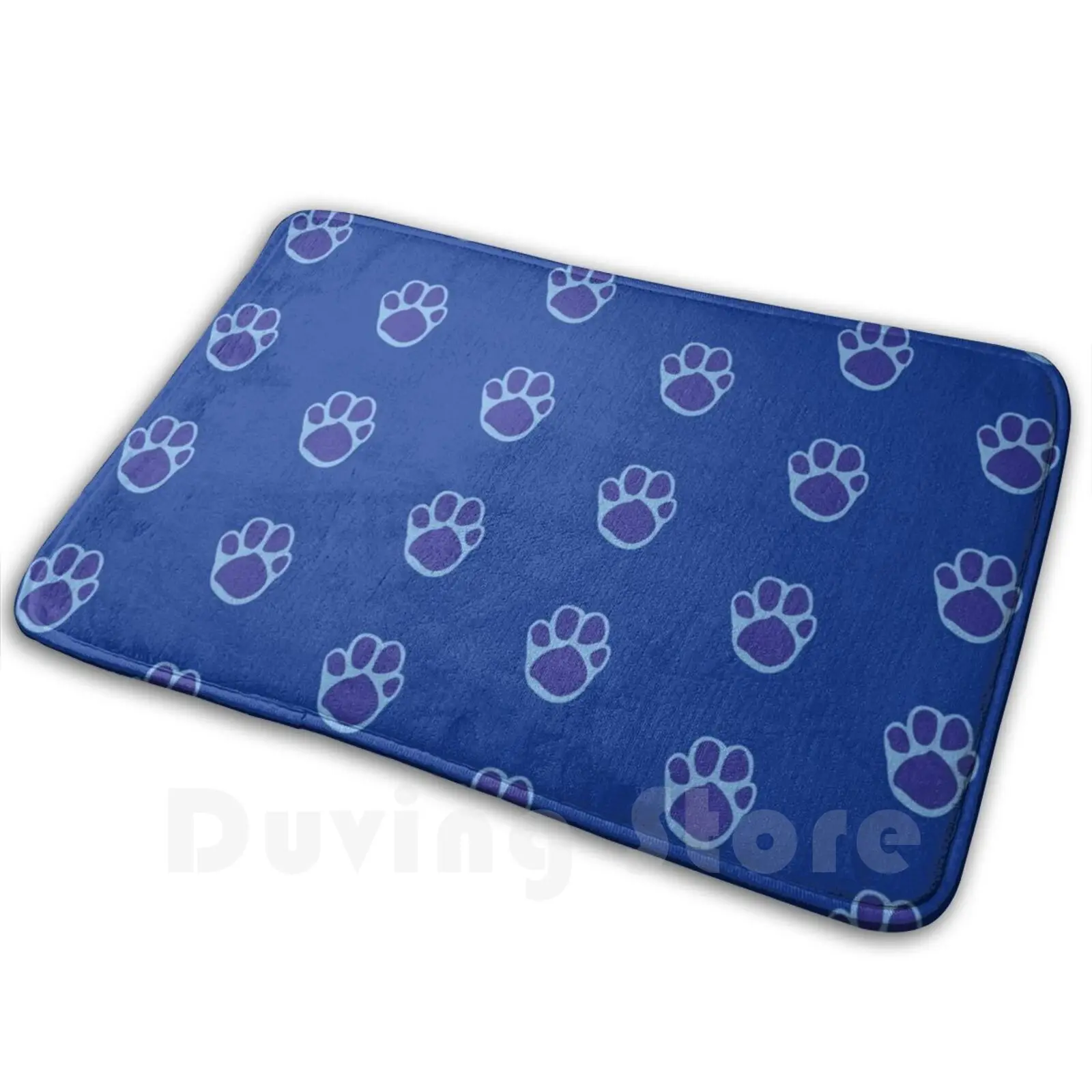 Blue'S Paw Print Pattern Tappeto Mat Cuscino Morbido Antiscivolo Blue Blues Plughts Paw Paw Paw Pattern Dog Steve Vintage