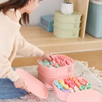 

3pcs/set Partition Underwear Storage Box Set Home Wardrobe Free Combination Underwear Box Thickening Bra Finishing Box