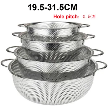 

Stainless Steel Colander Kitchen Strainer With Handles Colander Perforated Strainer For Kitchen Pasta/Vegetable/Rice/Fruit/Food