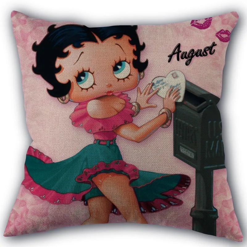 Пользовательские Betty Boop мультфильм наволочка льняное белье фабричный Текстиль для дома наволочка квадратной формы размером 45*45 см, свадебных платьев, декоративных изделий и не выцветает
