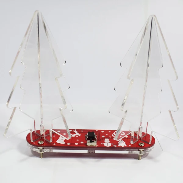 DIY рождественская елка Декор Полноцветный Изменение 3D светодиодный акриловая елка электронный обучающий комплект модуль для рождественской вечеринки - Цвет: Red clear acrylic