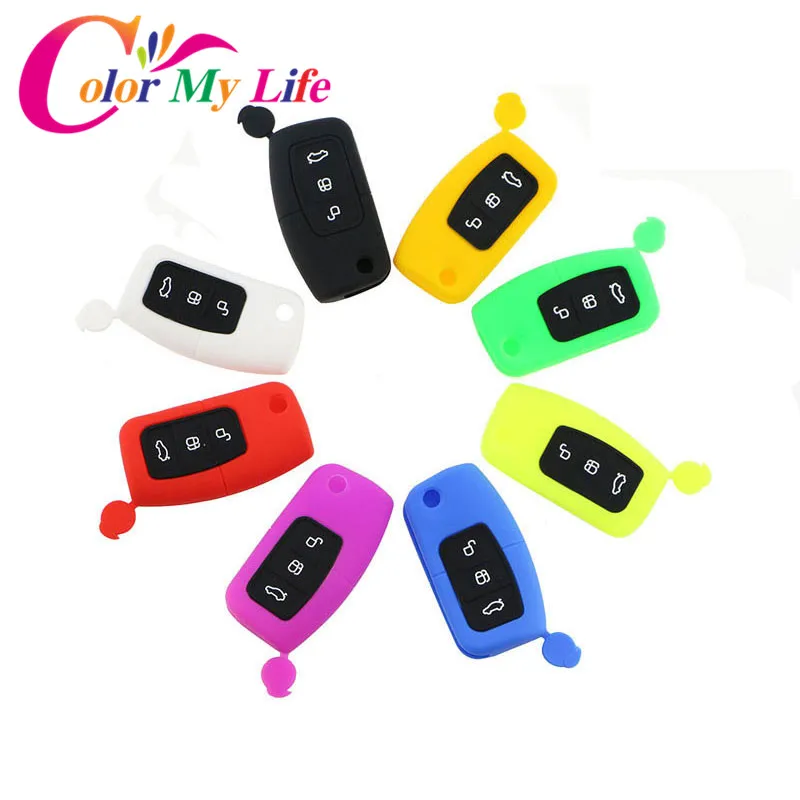 Color My Life Car Rubber Key Protective Cover Bag Case For Ford Fiesta