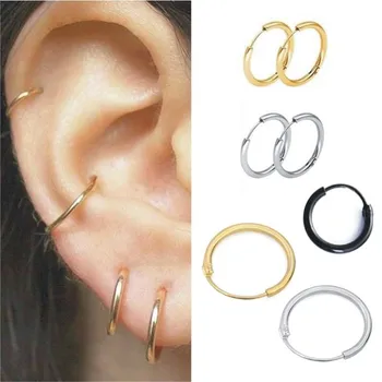 

3 Pair/Set Fashion Women Girl Simple Round Circle Black/Gold Small Ear Stud Earring Punk Hip-hop Earrings Jewelry 3 Size