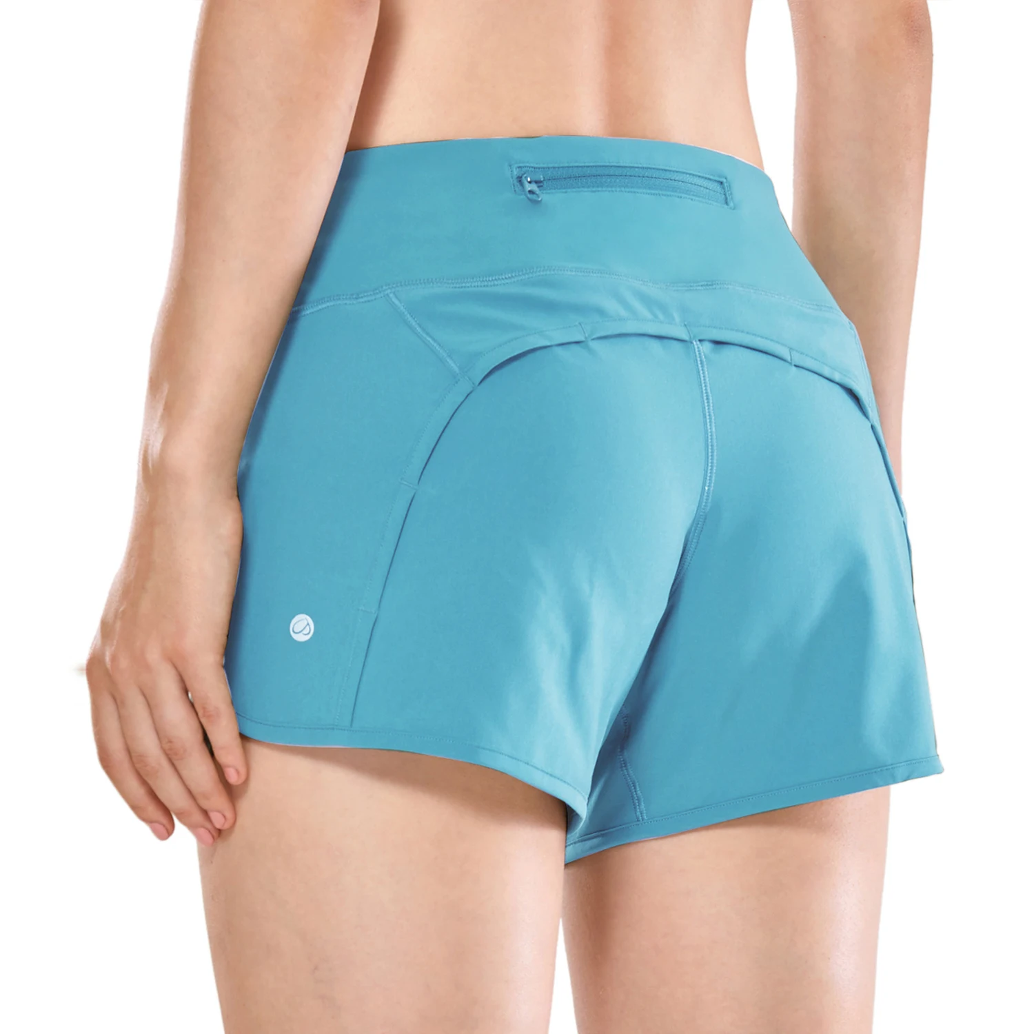 SYROKAN женские спортивные шорты для тренировок и бега с карманом на молнии-4 дюйма - Цвет: Utility Blue15