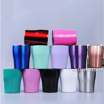 

10pcs 10oz Wine Tumbler Double Wall Stainless Steel 10 oz Kids Milk Tumbler Vacuum Insulated Travel Cups Coffee Mugs With Lids
