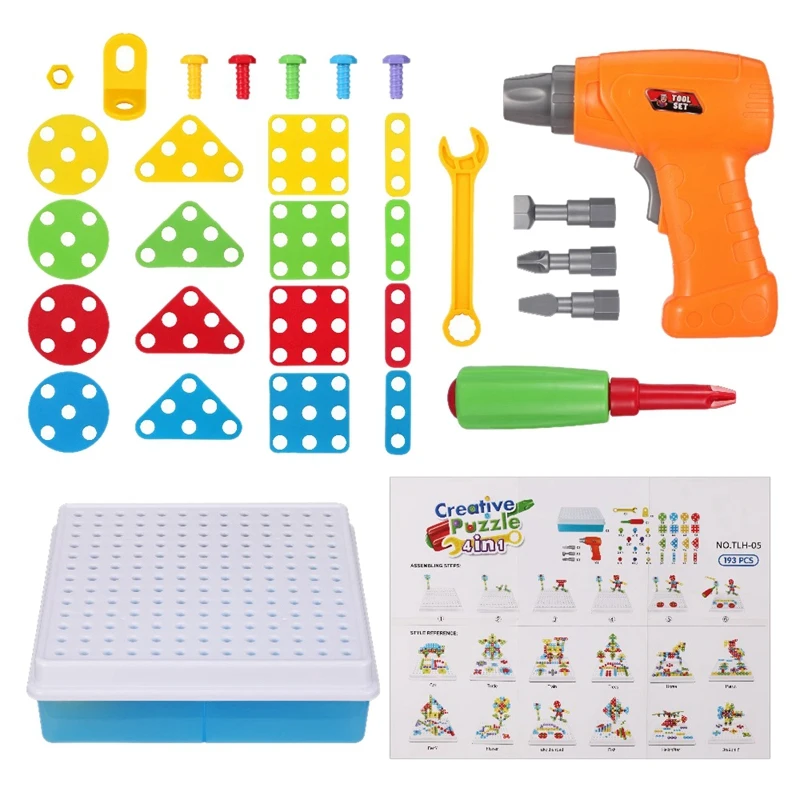 

Children's Mosaic Learning Toys Three-Dimensional Puzzle Creative Design Building Blocks Toy Set 193 Pcs