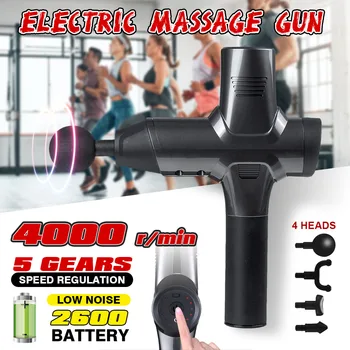 

4000r/min Therapy Massage Gun 5 Gears Muscle Massager Pain Sport Massage Machine Relax Body Slimming Relief 4 Heads