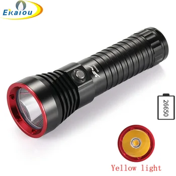 

Powerful High quality XHP70.2 LED Yellow light Diving Flashlight IP68 Dive Waterproof 100M torch 18650/26650 Portable dive lamp
