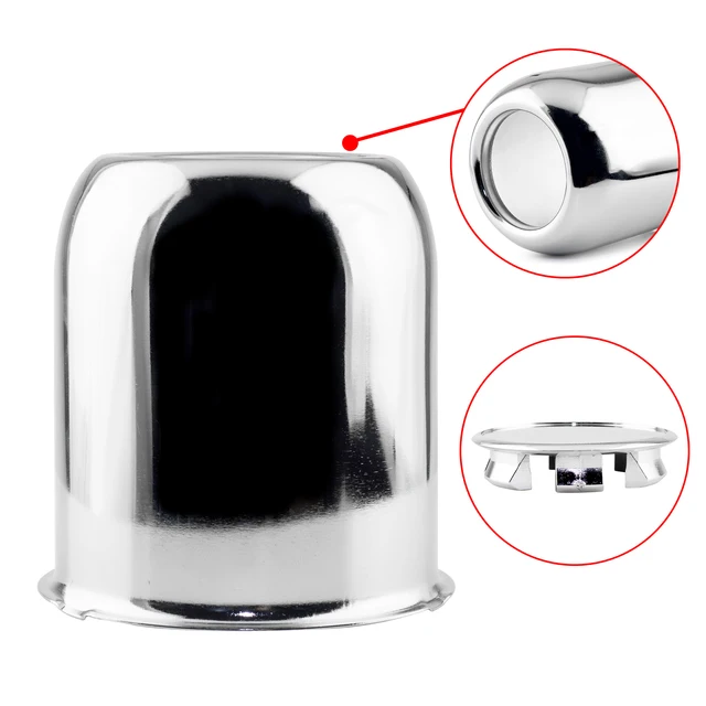 4 Short Steel Chrome Center Caps - 5.12" Bore For 8-Lug Trailer Rims, Install From Rear, RC140