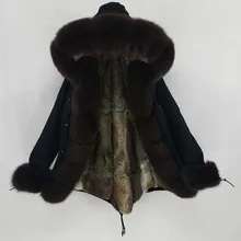 Зимняя куртка, роскошное пальто с натуральным мехом, Новая модная женская парка с подкладкой из настоящего кроличьего меха, большое теплое пальто с капюшоном из лисьего меха, верхняя одежда