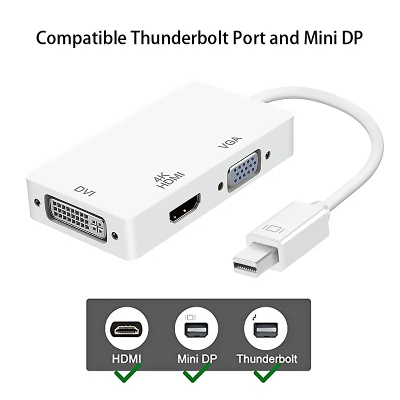Адаптер 3 в 1 Mini DP DisplayPort HDMI VGA DVI Мини кабель конвертер для Mac Book Pro Air Monitor|Компьютерные кабели и разъемы| |