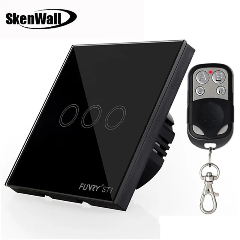 

EU Standard 3Gang 170-240V 433MHz Wall Switch Touch Switch Smart Remote Control Luxury Crystal Glass Surface Waterproof 86*86mm