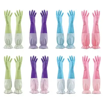 

Washing Gloves Dishwashing Cleaning Rubber Durable Household Long Thickening WomenGloves Sleeve Floral Glove Waterproof Kit Q8Y6