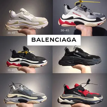 

2019 Balenciaca Triple S Black shoes Women Dad Clear Sole Black White Trainers Fashion Sneakers