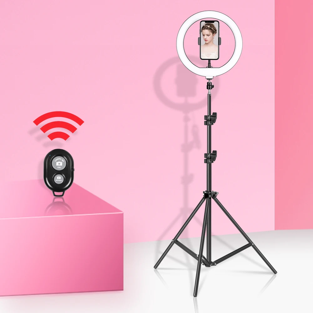 10 polegada/26cm luz de vídeo pode ser escurecido led selfie anel luz fotografia anel lâmpada com tripé para youtube maquiagem vídeo