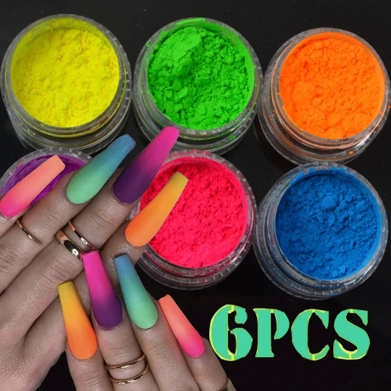 ネイルピグメント ネオンカラー マット 蛍光 グラデーション アイシャドウ キラキラ 虹色のアクリルパウダー ネイルアートアクセサリー ネイルグリッター Aliexpress