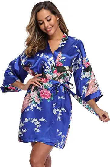 Fashion Satin Robe Female Bathrobe Sexy peignoir femme Silk Kimono Bride Dressing gown sleepwear Night Grow For Women