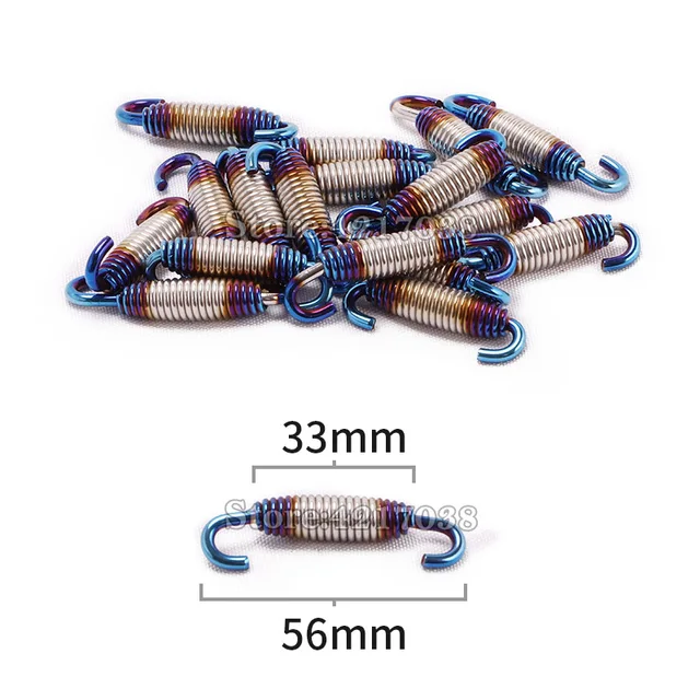 2PCS Universal Motorcycle Exhaust Spring Hooks Stainless Steel Exhaust Front Middle Link Pipe Rotatable Metal Springs Kit Set 07