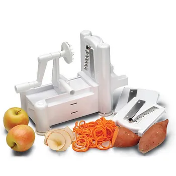

3 in 1 Hand-Cranked Spirality Fruit Chopper Vegetable Slicer Cutter Manual Grater Slicer Potato Kitchen Cooking Tool Accessories