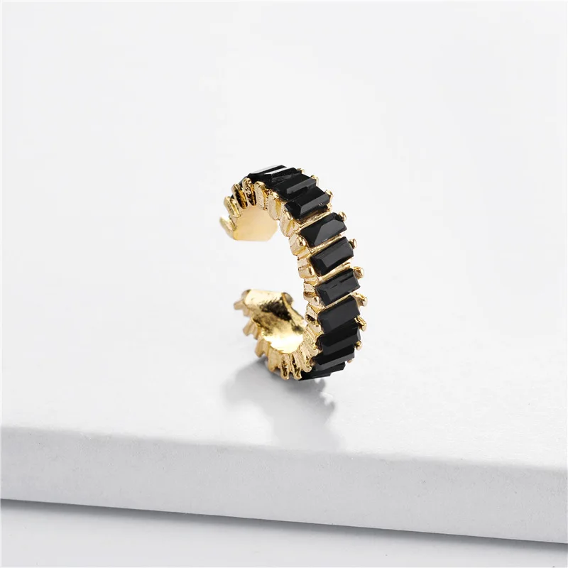 Black Твист мини алидия ухо манжеты уникальный шик укладки ряд наклонных Багет Кристаллы - Окраска металла: Black